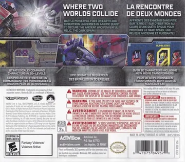 Transformers - Rise of the Dark Spark (Usa) box cover back